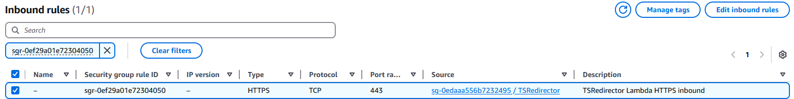 Team Server Security Group Inbound Rule